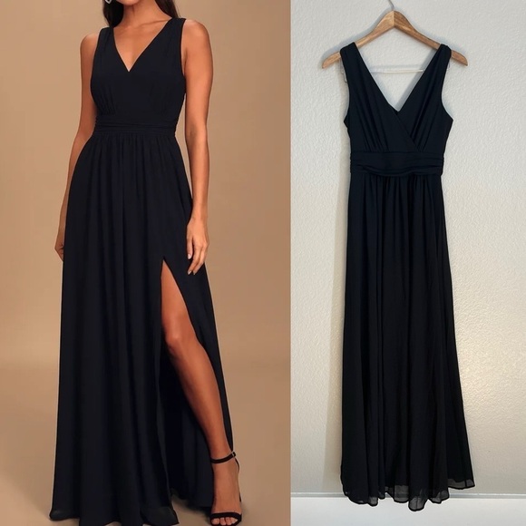 NWOT Thoughts of Hue Black Surplice Maxi Dress - Picture 1 of 7